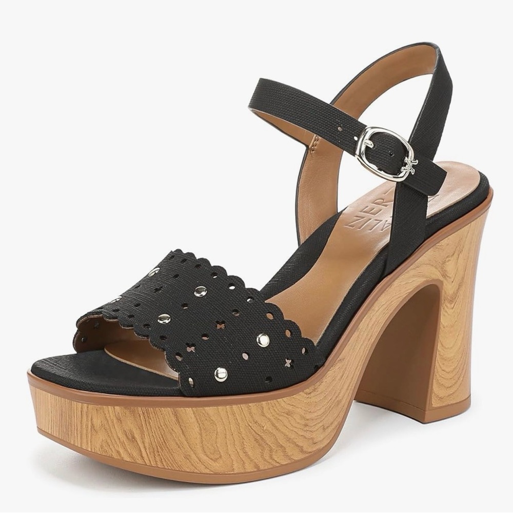NWT Naturalizer Women's Kira Chunky Heeled Sandals, Black, Size 8.5